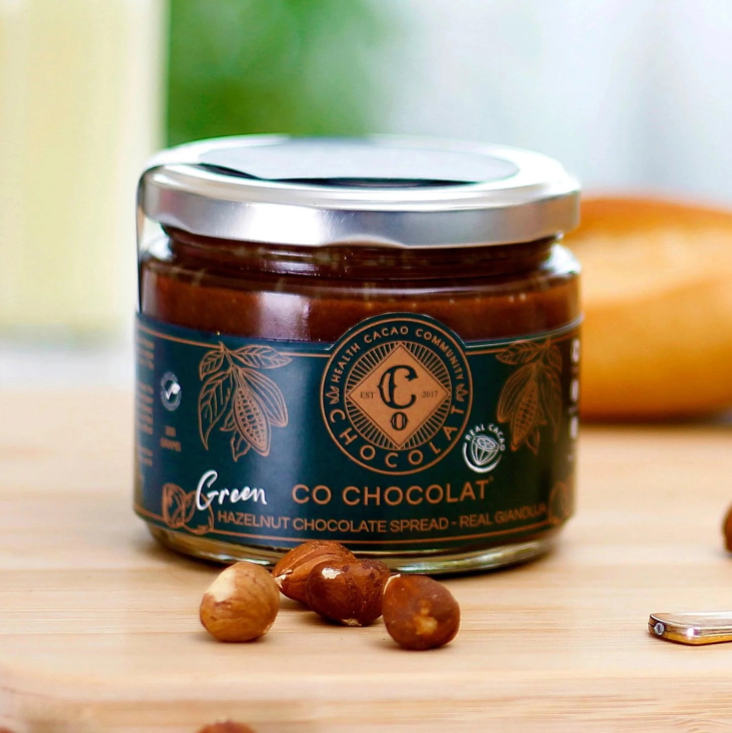 Green Hazelnut Gianduja Spread (Vegan, Cane Sugar-Free, Gluten-free)