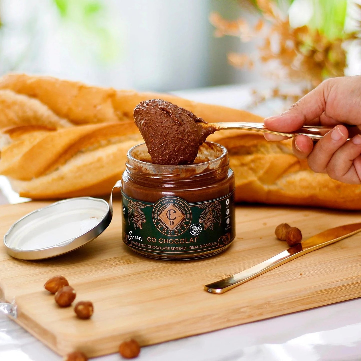 Green Hazelnut Gianduja Spread (Vegan, Cane Sugar-Free, Gluten-free)