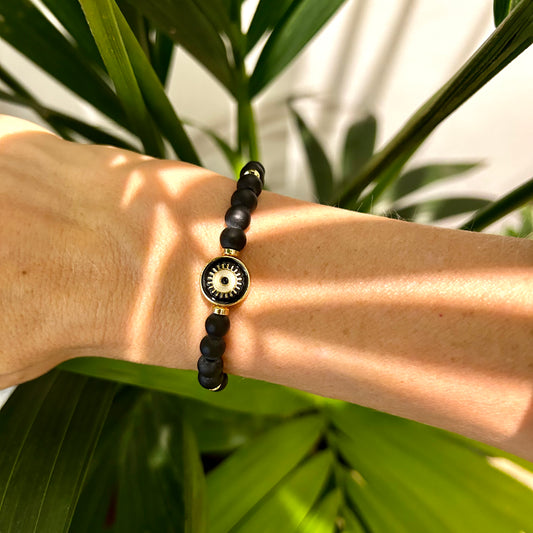 Evil Eye Black Agate Bracelet