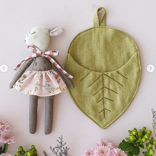 Handmade Little Deer Doll with Leaf Pocket